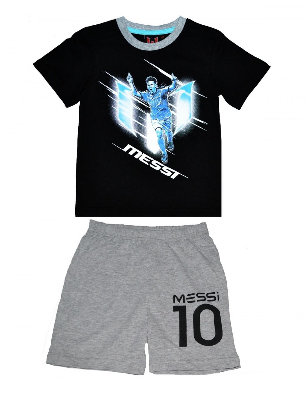 Pijama vara Leo Messi negru/gri  4-8 ani