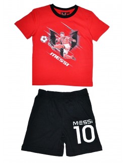 Pijama vara Leo Messi 4-8 ani rosu-negru