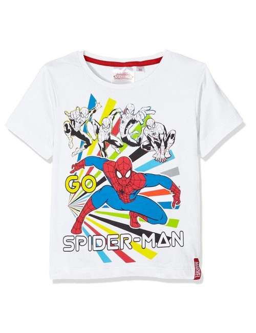 Tricou baieti Spiderman 3-8 ani, alb