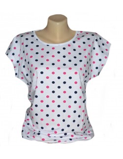 Tricou alb cu buline  L- XL pentru femei