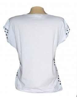 Tricou alb cu buline  L- XL pentru femei