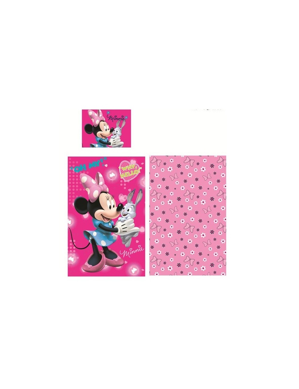 Lenjerie pat Disney Minnie Mouse si Iepurasul 140 X 90 cm