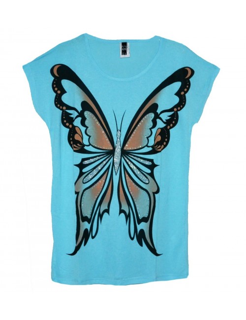 Tricou femei lung cu Fluture mare S-XL