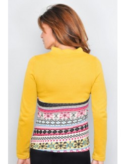 Pulover dama tricotat galben - mustar