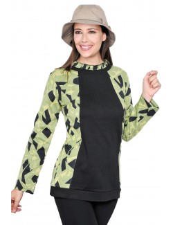 Bluza lunga pentru femei, negru - verde S - XL