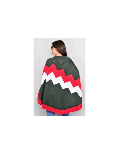 Poncho tricotat cu guler asimetric  pentru femei