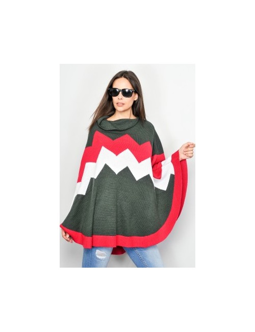 Poncho tricotat cu guler asimetric  pentru femei