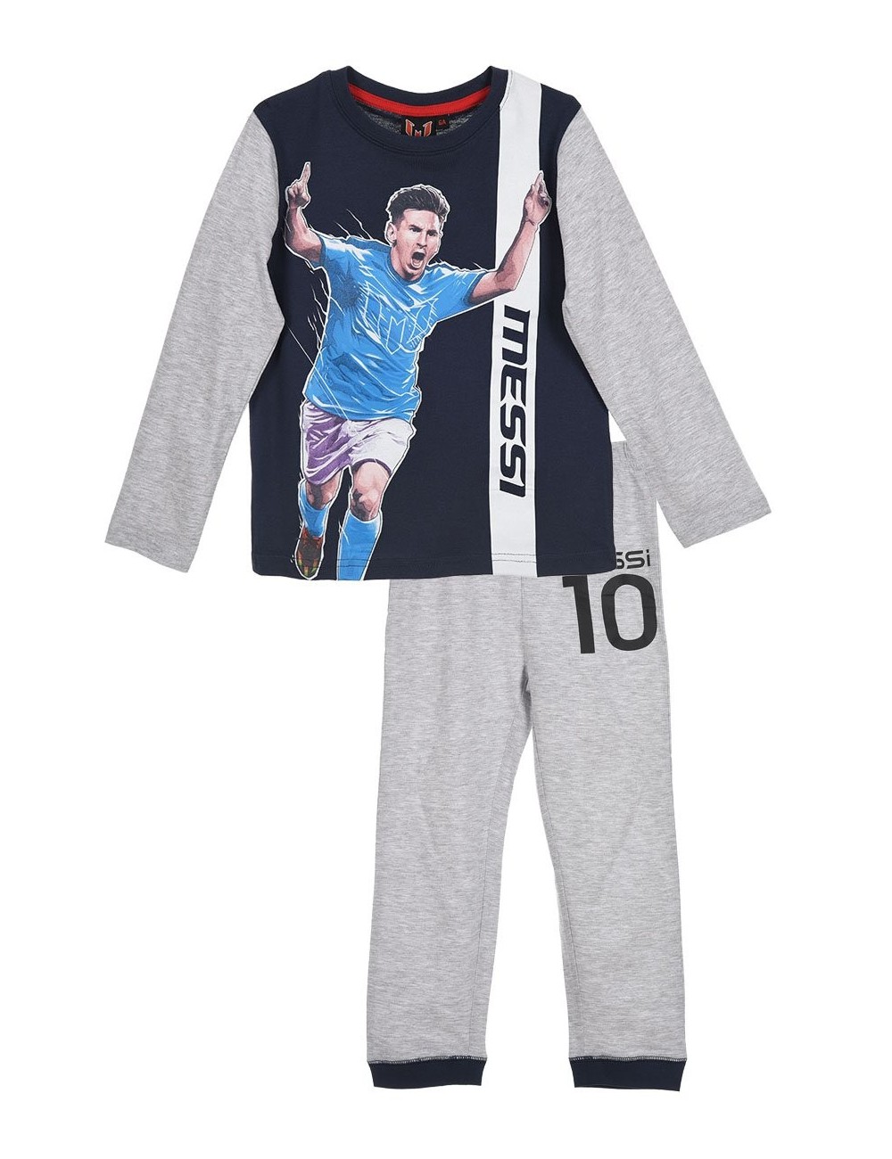 Pijama Messi, 4 ani, gri-bleumarin