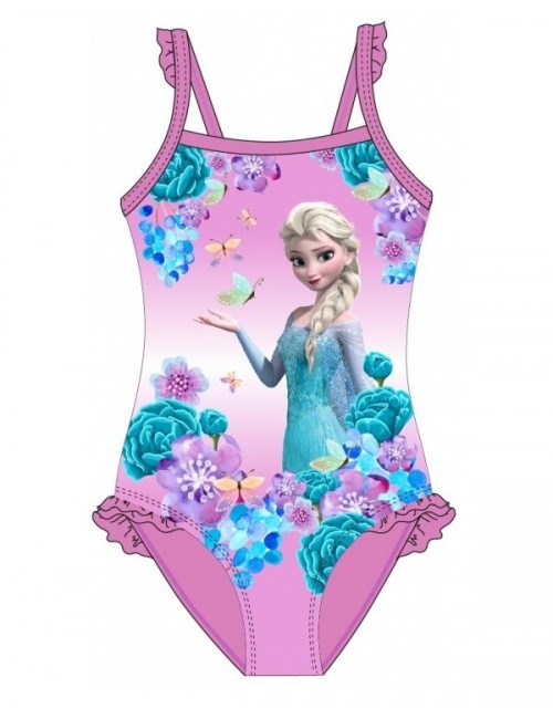 Costum baie Elsa Frozen, roz, fete 4 - 9 ani