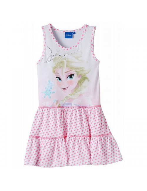 Rochita de vara Frozen, alba cu inimioare, 2-8  ani