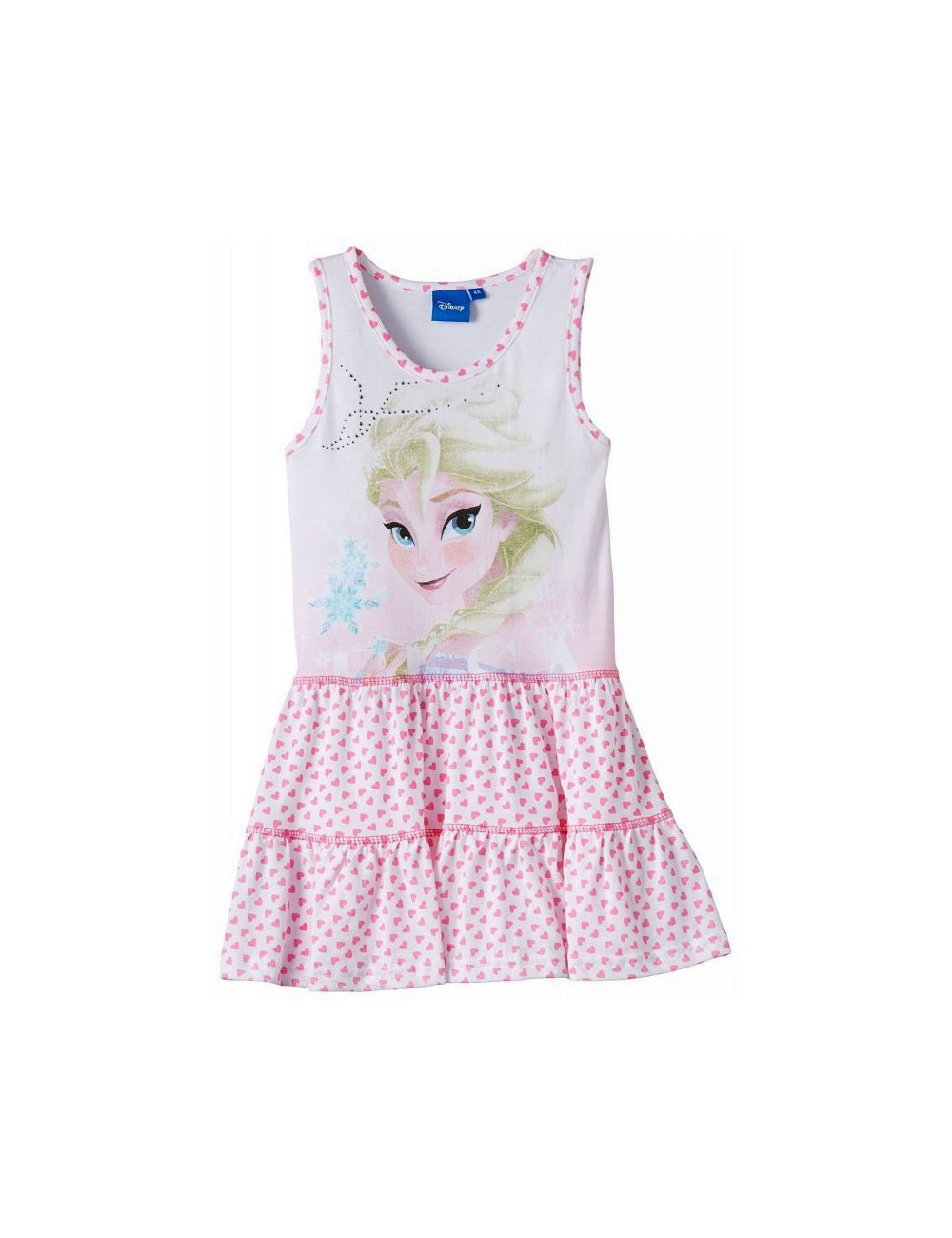 Rochita de vara Frozen, alba cu inimioare, 2-8  ani