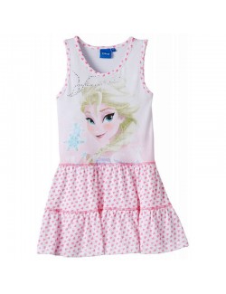 Rochita de vara Frozen, alba cu inimioare, 2-8  ani