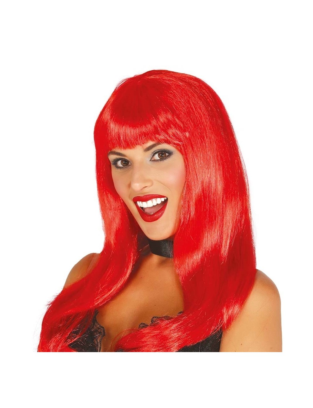Peruca femei, rosu intens, par mediu