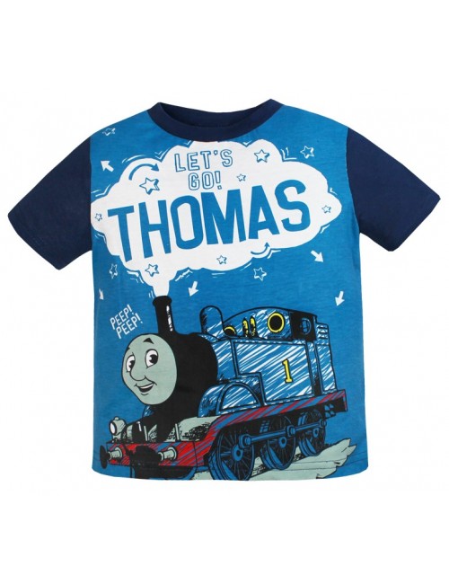 Pijama copii, Locomotiva Thomas, albastru-gri, 2-5 ani