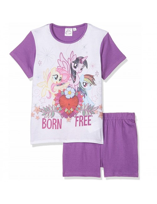 Pijama copii, My Little Pony, maneca scurta, alb/mov