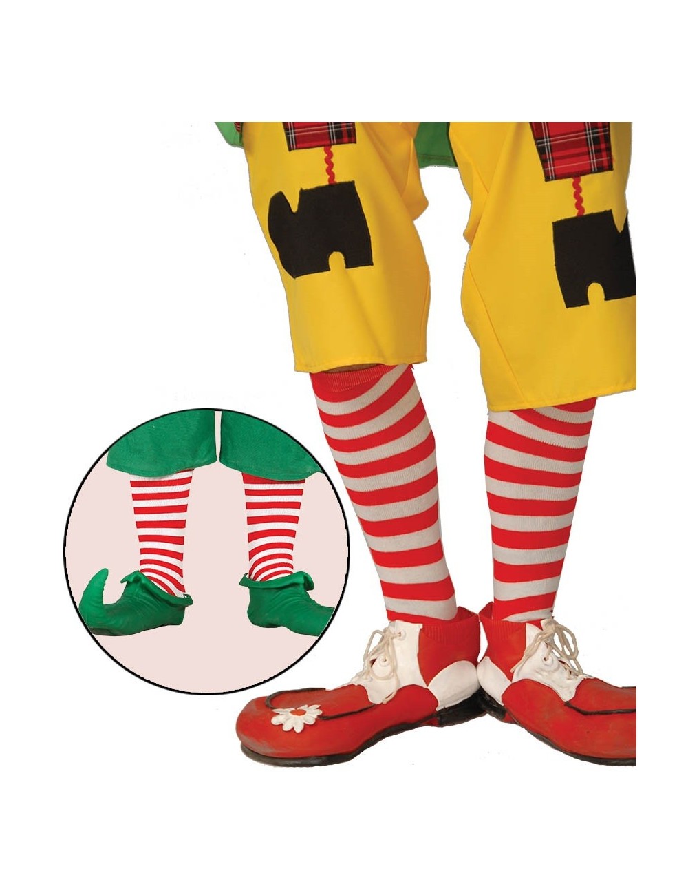 Sosete Elf / Clown, dungi alb-rosu, 45 cm