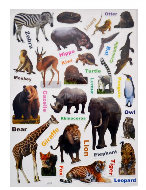 Stickere educative cu Animale salbatice, 29 x 18 cm