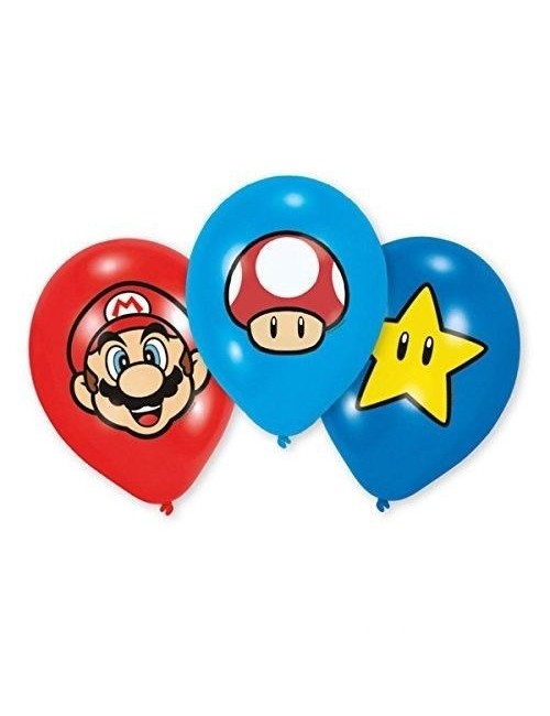 Set 6 baloane party, Mario Bros, 27,5 cm