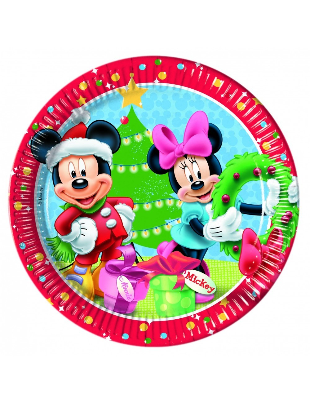Set 8 farfurii party, Craciun cu Mickey si Minnie, 23 cm