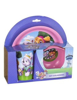 Set mic dejun 3 piese, Paw Patrol Skye & Everest, roz