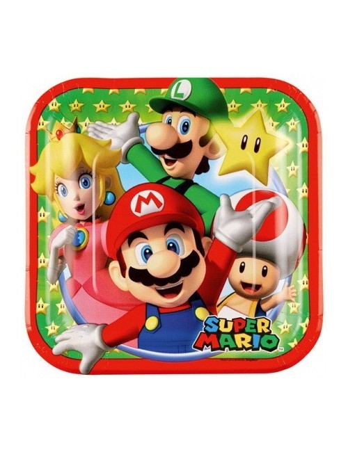 Set 8 farfurii petrecere, Mario Bros, 18 cm
