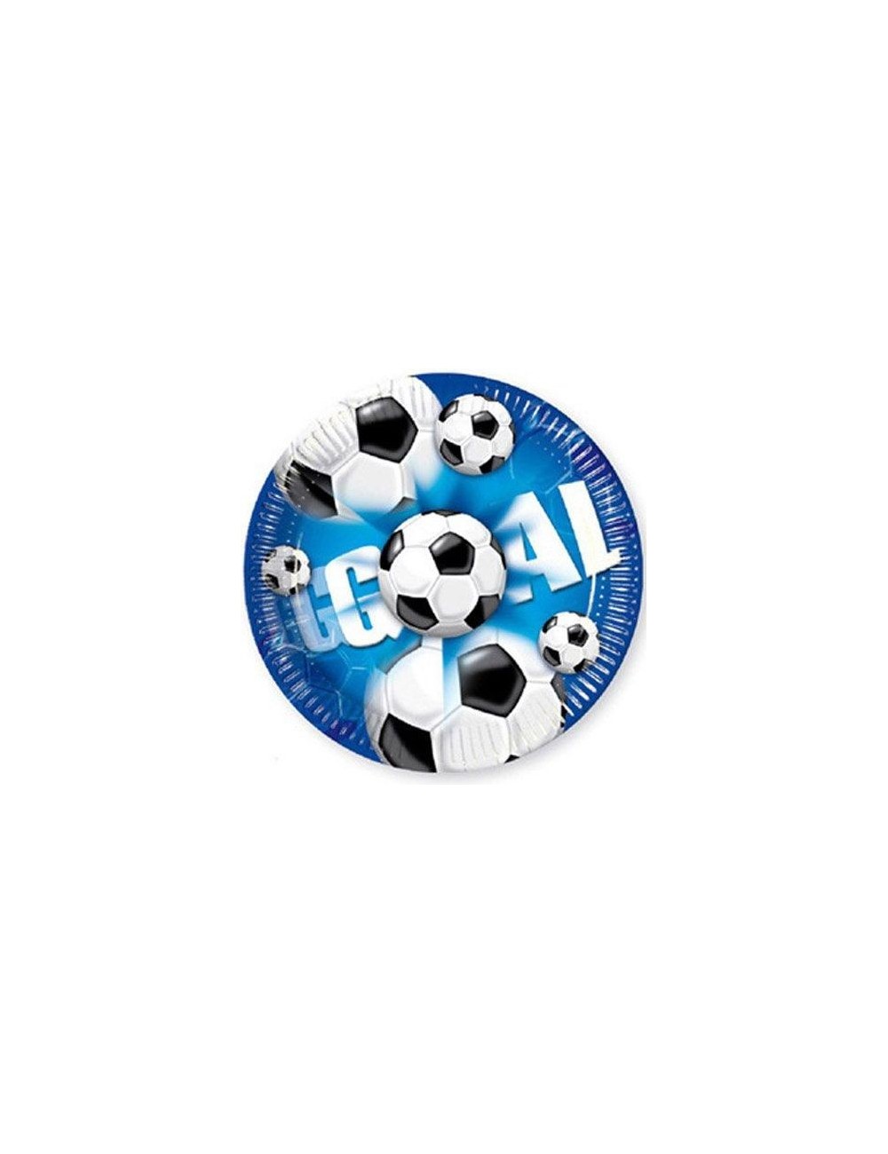 Set 8 farfurii petrecere, Fotbal, 23 cm, albastru