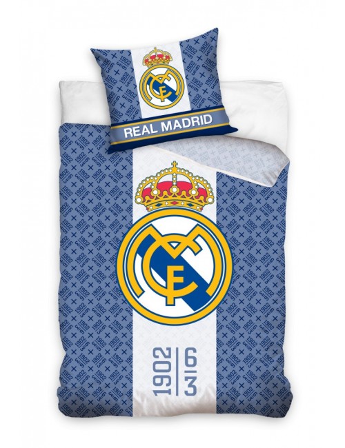 Lenjerie pat, Real Madrid, alb-albastru, 160 x 200 cm