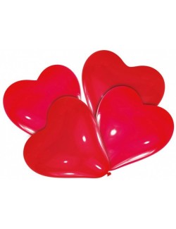 Set 4 baloane rosii, forma inima, 30 cm
