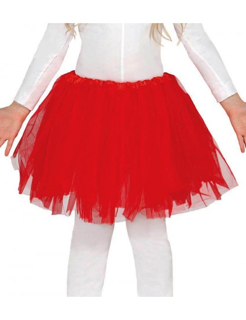 Fusta tutu rosu, fara sclipici, pentru copii, 31 cm