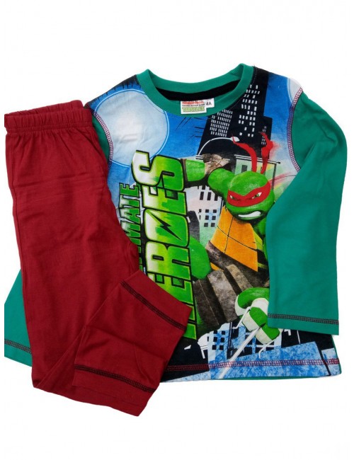 Pijama Testoasele Ninja, verde, baieti  3-8 ani