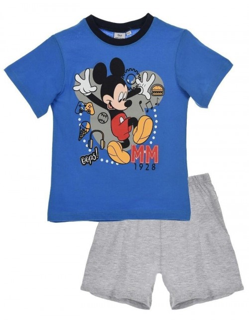 Pijama Mickey Mouse, albastru-gri, baieti 3-8 ani