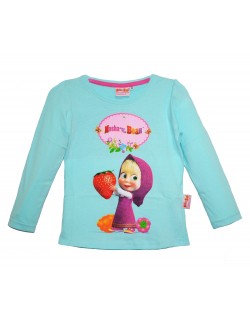 Bluza Masha cu capsuna, bleu, fete 3 - 8 ani