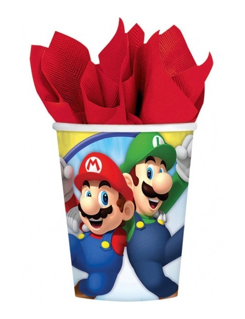 Set 8 pahare carton, 250 ml, Super Mario