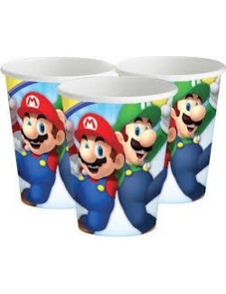 Set 8 pahare carton, 250 ml, Super Mario