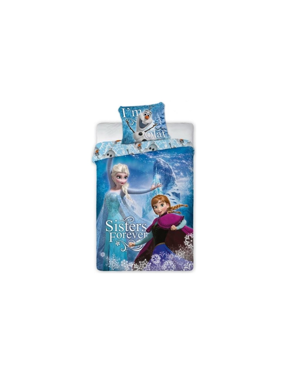 Lenjerie de pat Frozen Ana, Elsa si Olaf, 160 x200 cm