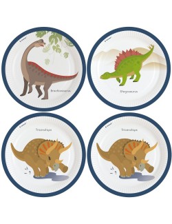 Set 8 farfurii petrecere, Dinozauri, 23 cm