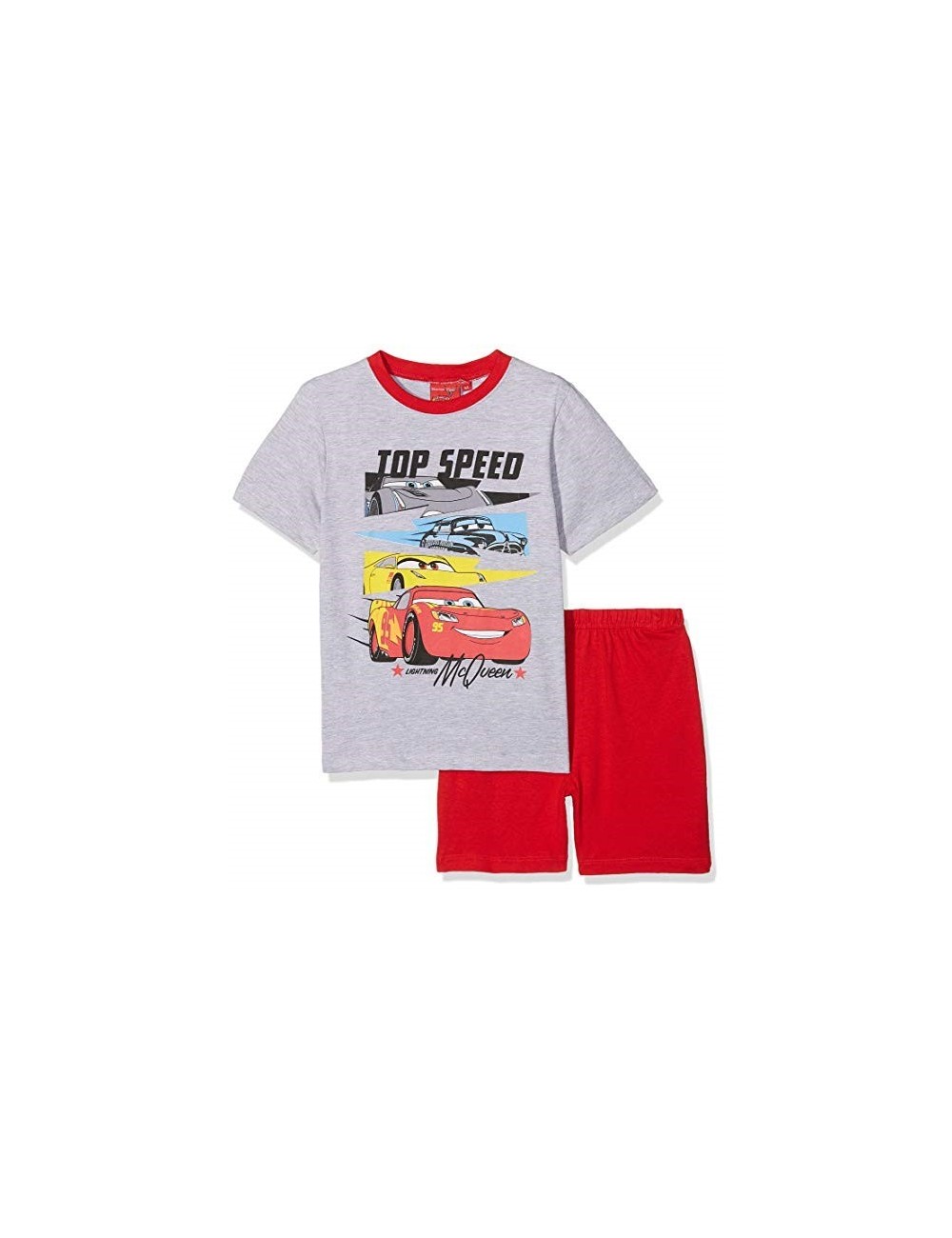 Pijama Disney Cars, copii 3-8 ani, gri-rosu