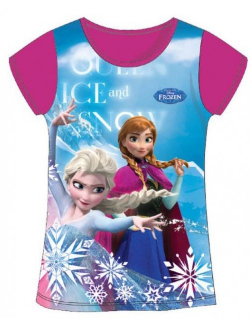 Tricou Frozen, Elsa si Ana, fucsia, copii 4-8 ani