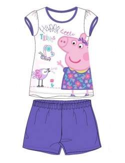 Pijama fete, Peppa Pig, alb-mov, 2-7 ani