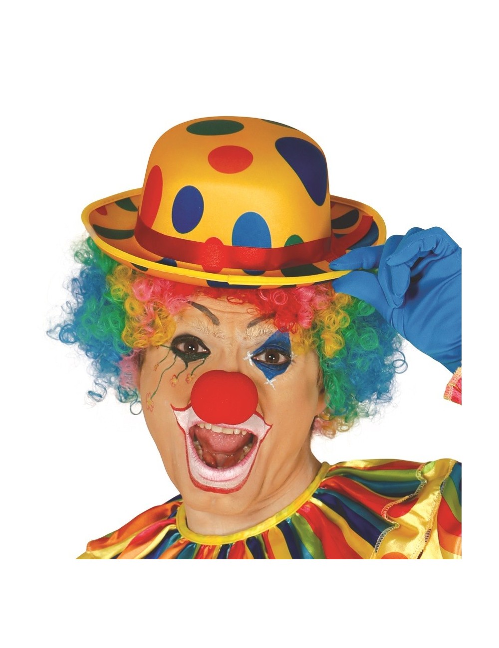 Palarie Clown, galbena cu buline multicolore