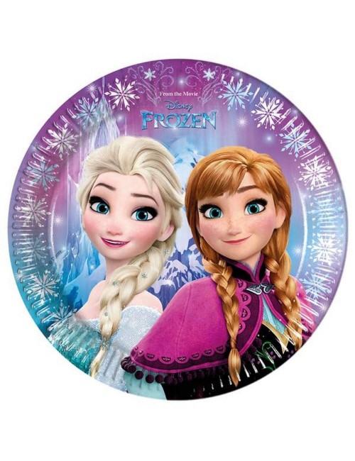 Set 8 farfurii party Elsa si Ana Frozen, 23 cm