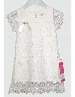Rochie crem, cu broderie, copii 2 si 5 ani