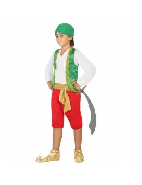 Costum Baiat arab / Aladin, verde-rosu, 5-6 ani
