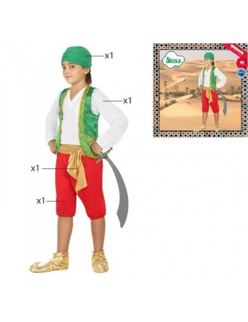 Costum Baiat arab / Aladin, verde-rosu, 5-6 ani