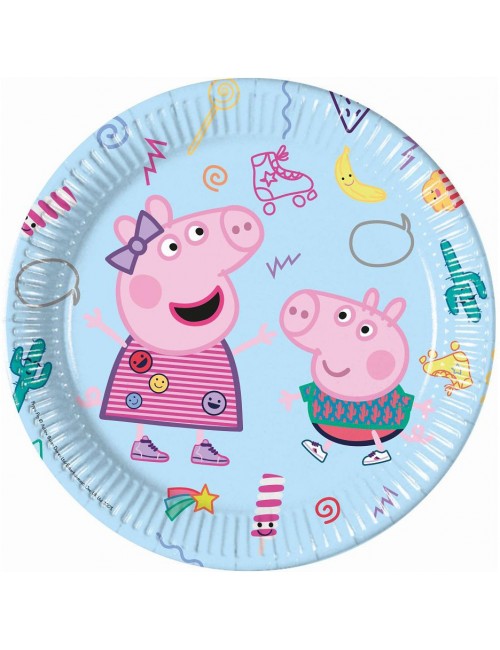 Set 8 farfurii party, Peppa Pig & George, 23 cm