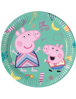 Set 8 farfurii party Peppa Pig & George, 20 cm