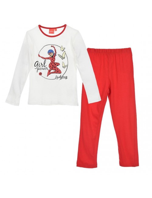 Pijama Buburuza, alb-rosu, copii 4 - 8 ani