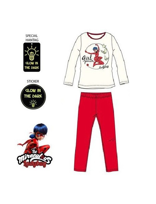 Pijama Buburuza, alb-rosu, copii 4 - 8 ani