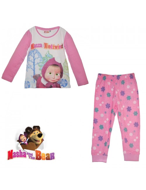 Pijama Masaha si ursul, alb-roz, copii 3-9 ani