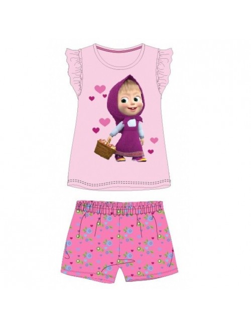 Pijama vara, Masaha si ursul, roz, copii 2-7 ani